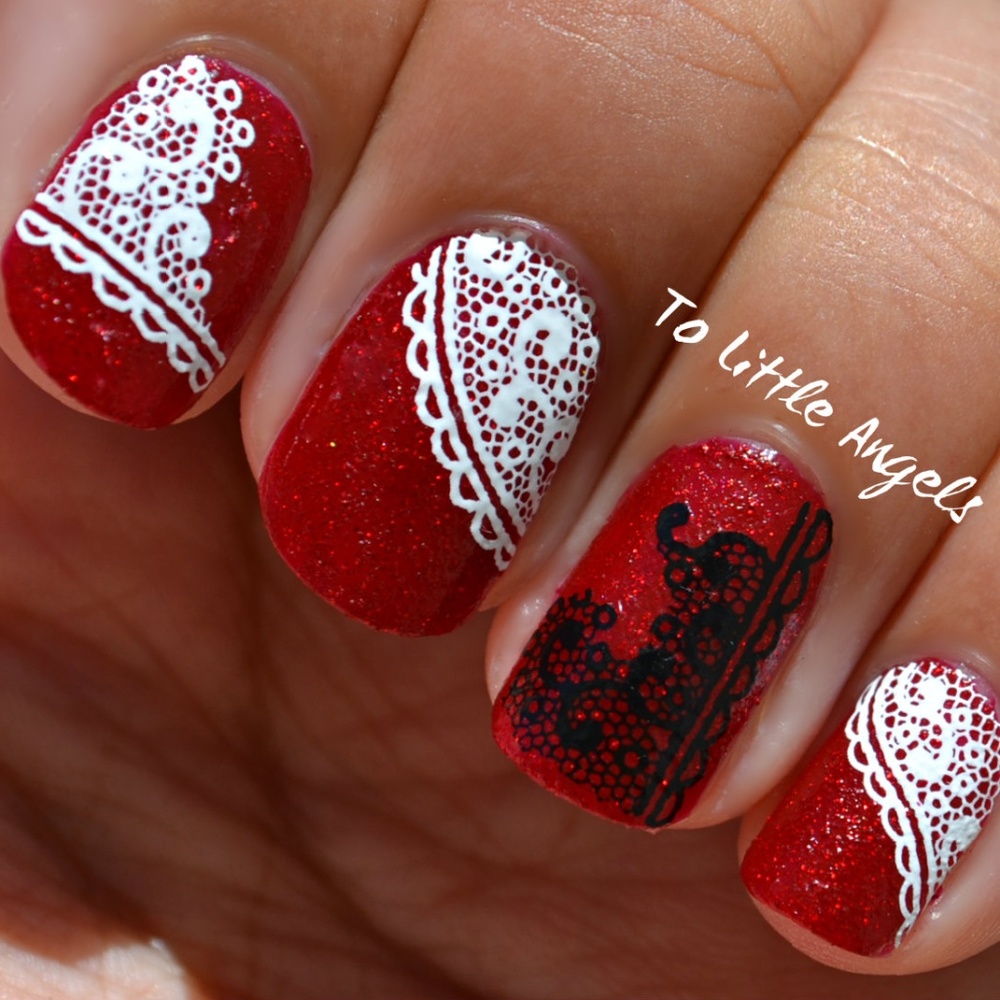 Black & White Lace Nail Art Decal S38